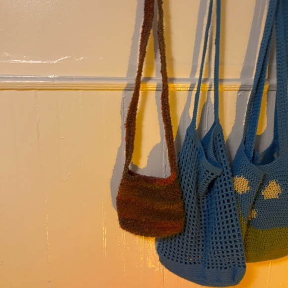 handmade multicolor fuzzy crochet bag - Picture 2 of 5